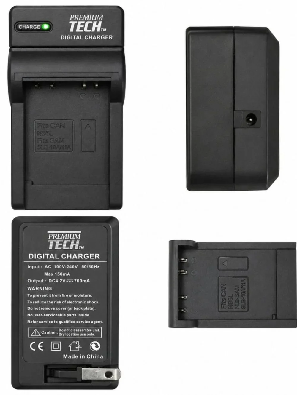 Premium Tech Digital Charger for Canon NB6L / Samsung SLB-10A Battery Powers On